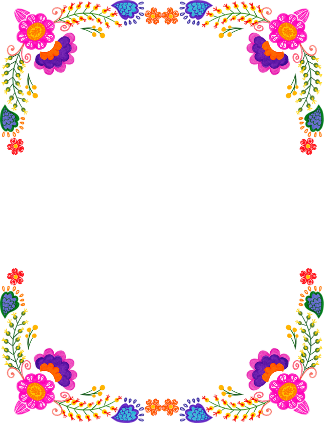 Watercolor mexican flower frame